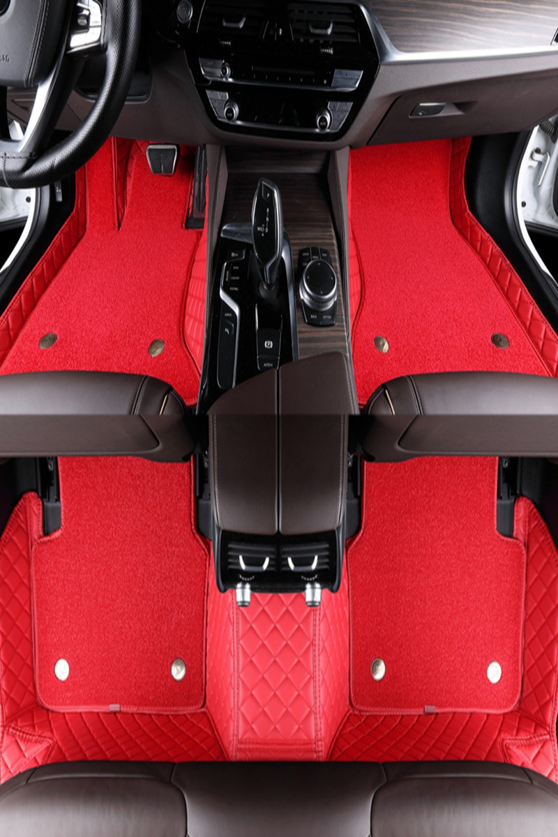 Bright red  Plain weave Suede carpet floor mats