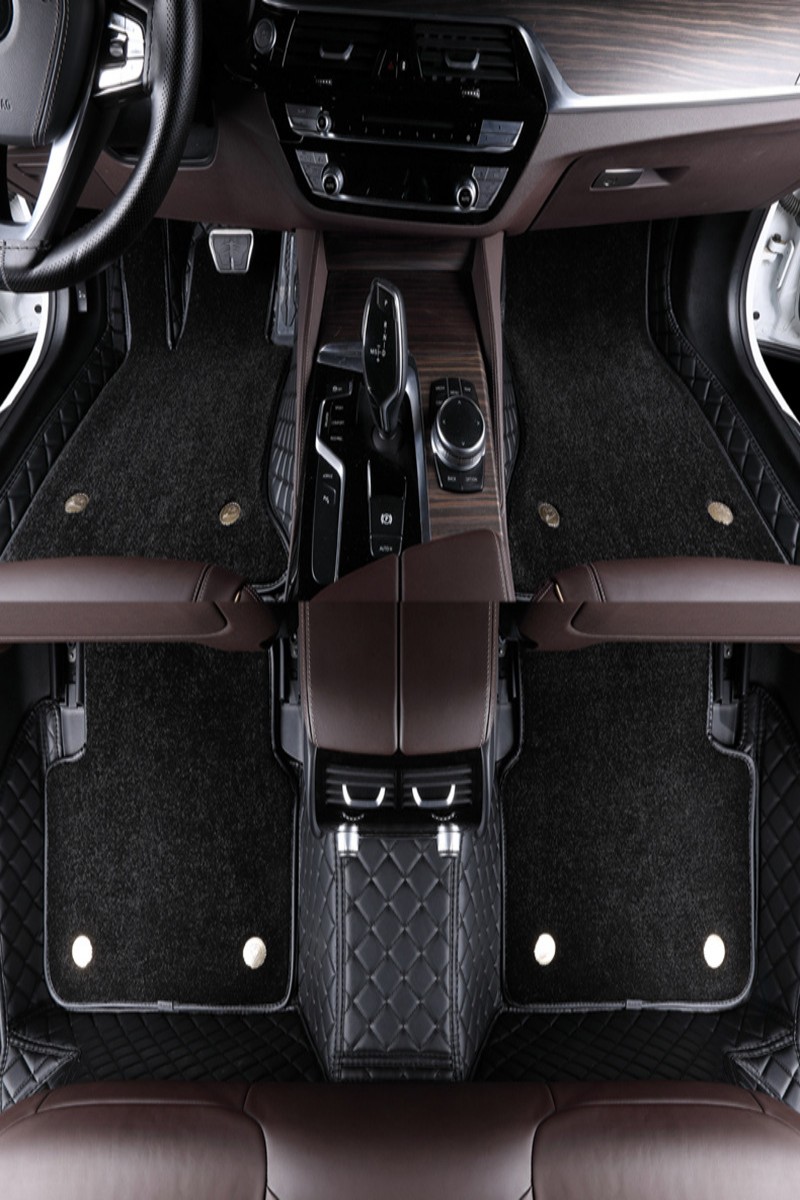 Black plain weave Suede carpet floor mats