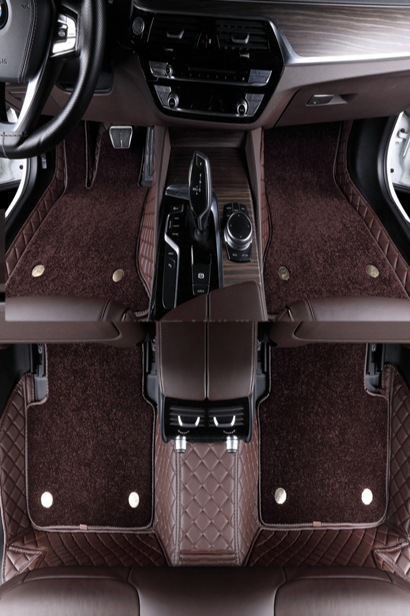Brown plain weave Suede carpet floor mats