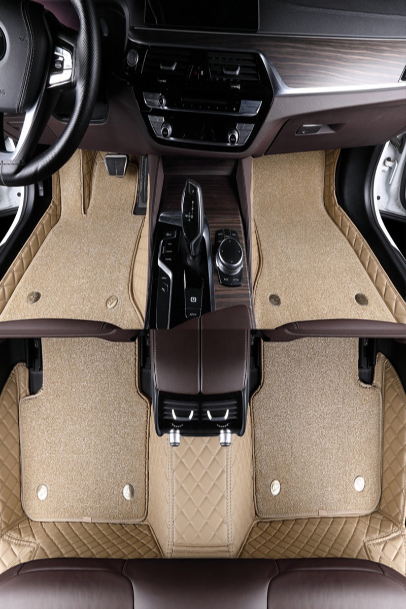 Beige plain weave Suede carpet floor mats