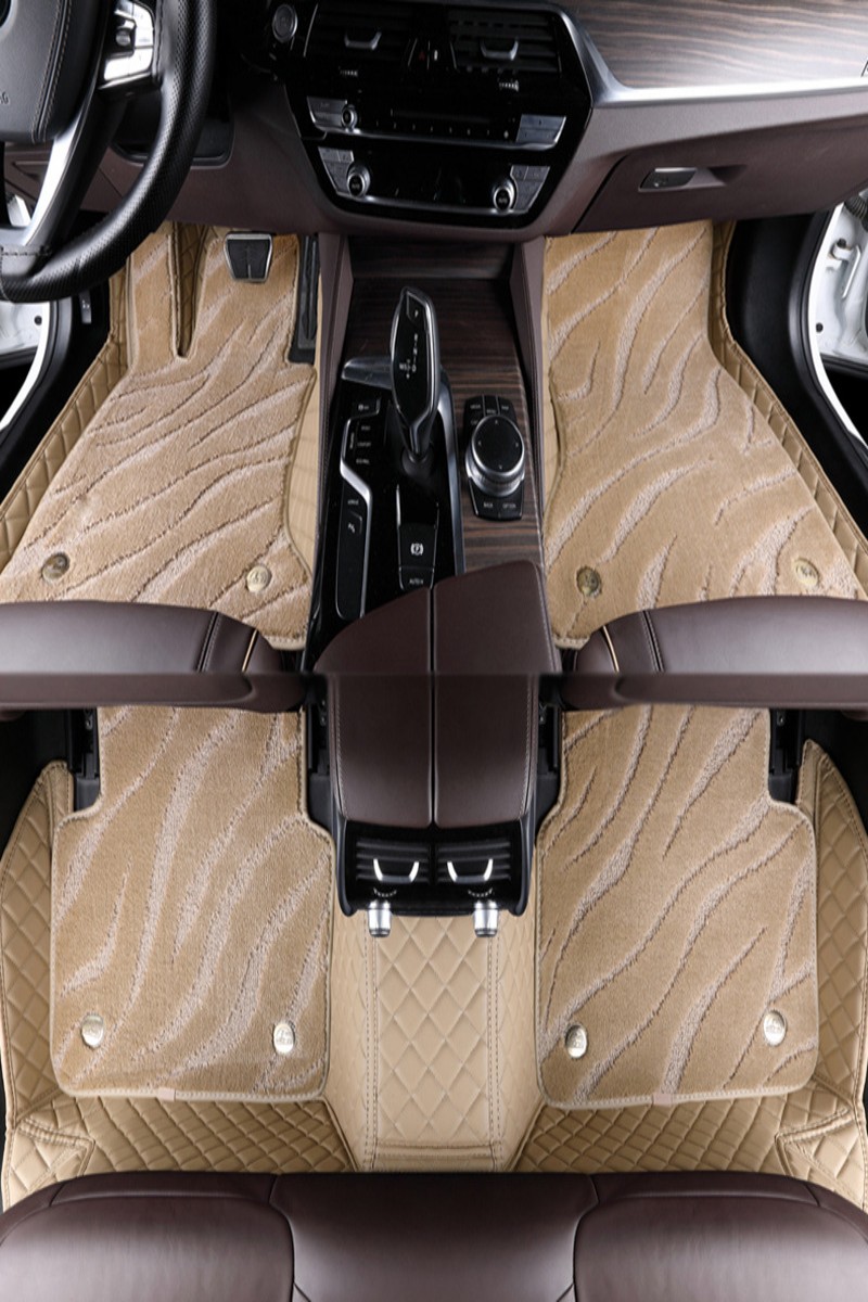 Beige water ripple Suede carpet floor mats