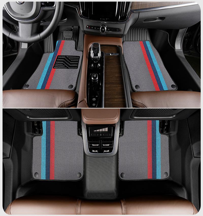  TPE + bmw grey chenille FLOOR MAT