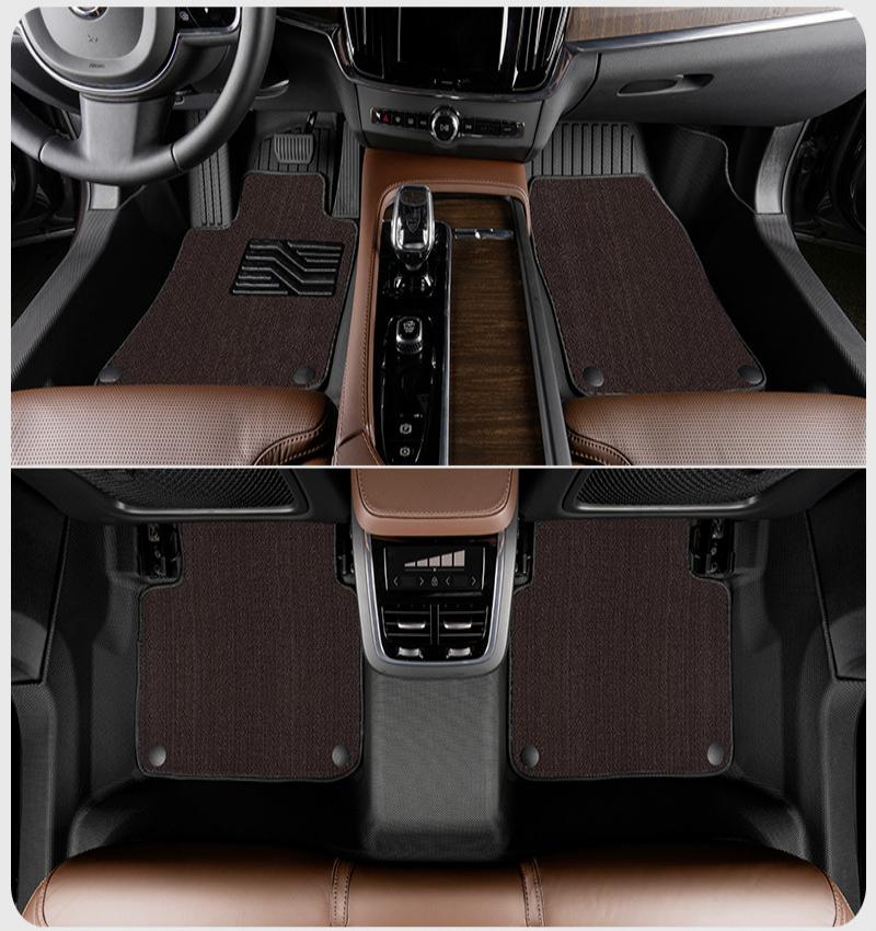 Double layer TPE with brown chenille floor mats